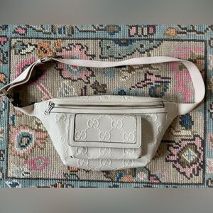 White Gucci Embossed Belt Bag - Large
